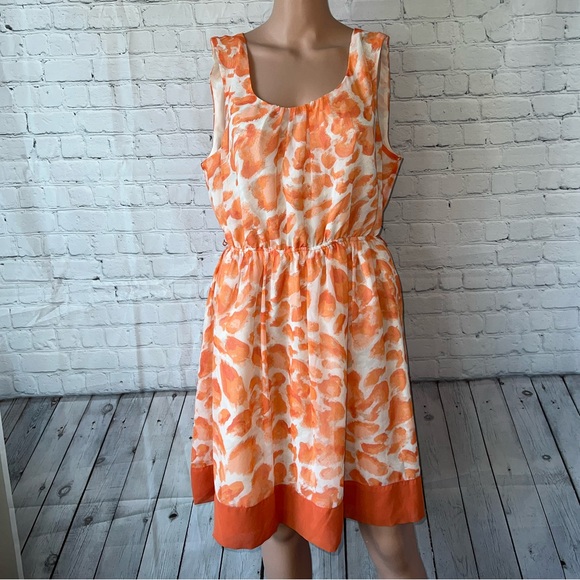 Elle Dresses & Skirts - Elle Orange & White Cheetah Print sleeveless dress size XL